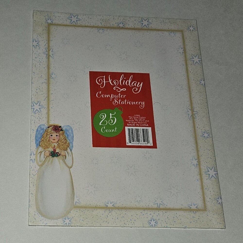 NEW 1 Pack 8.5x11 Letter Paper Stationery Angel Candle Stars Christmas 25 Sheets
